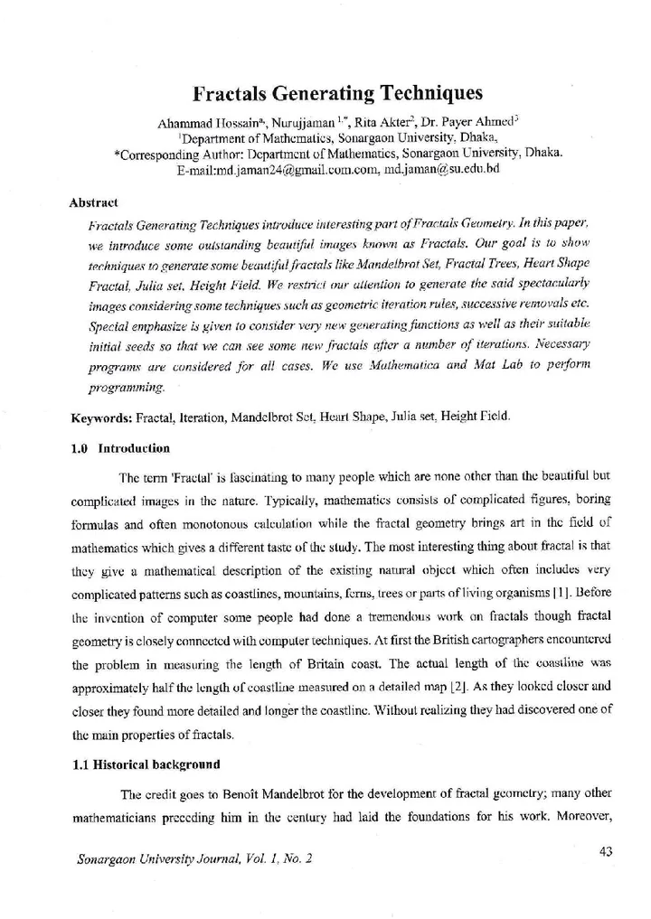 First page of Fractals Generating Techniques